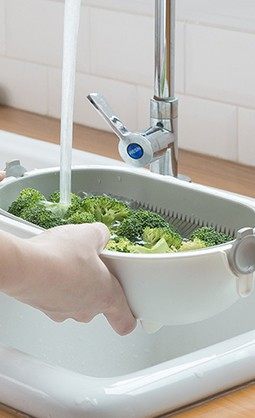 Drain Basket Double-Layer Vegetable Washing Basket Kitchen Basin