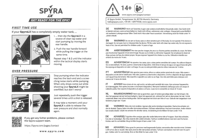 SPYRA Electric Water Gun User Manual