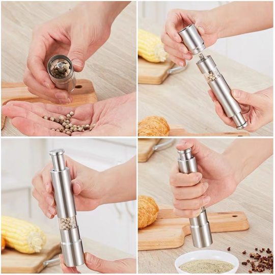 Spice Grinder, Garlic Grinder, Stainless Steel Pepper Grinder