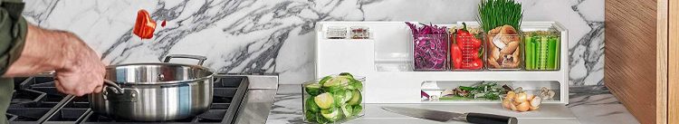Prepdeck Mini Recipe Prep & Storage Station - New Compact Design, 8  Containers in 4 Sizes + Measurement Markings + Super-Seal Lids, Deluxe  Cutting