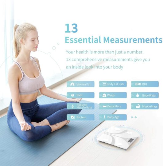 Bveiugn Tempered Glass Digital BMI Scale