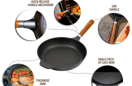 MANOLI, Cast Iron Skillet with Removable Handle