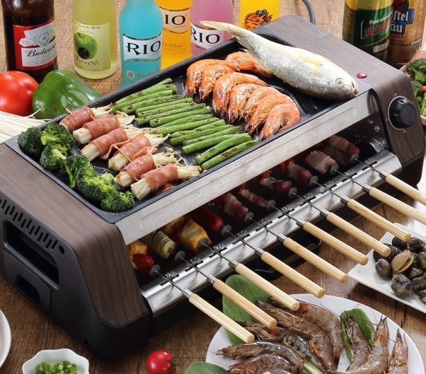 220V Non-Stick Electric Barbecue Grill Smokeless Household Mini BBQ Food  Frying Pot Machine Multi Cooker