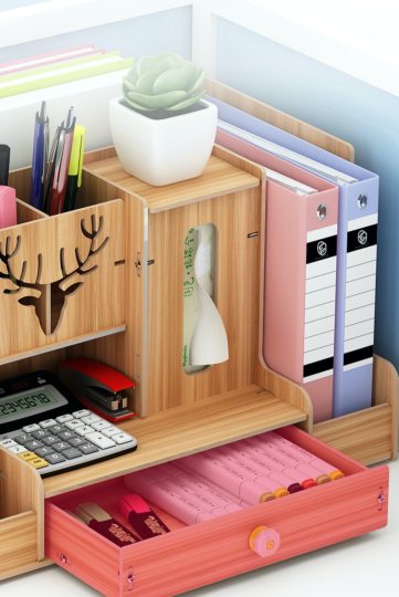 Wooden desk organizer - pen box –