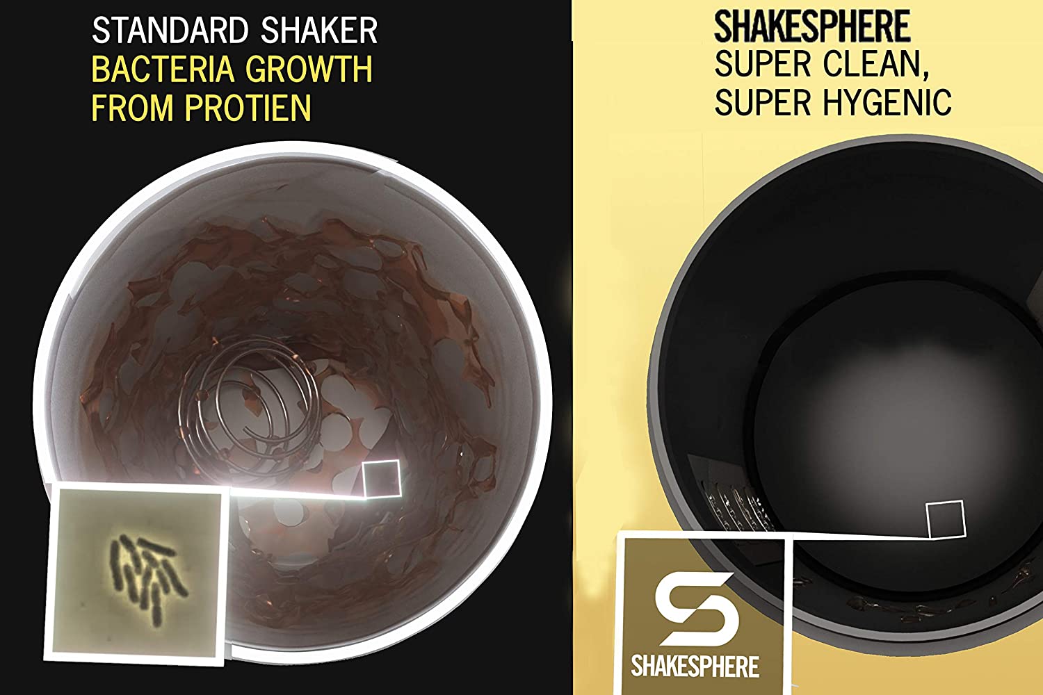Matte Gray ShakeSphere Tumbler VIEW: Protein Shaker Bottle with Side Window More 24oz ● Capsule Shape Mixing ● Easy Clean Up ● No Blending Ball Needed ● BPA Free ● Mix & Drink Shakes Smoothies