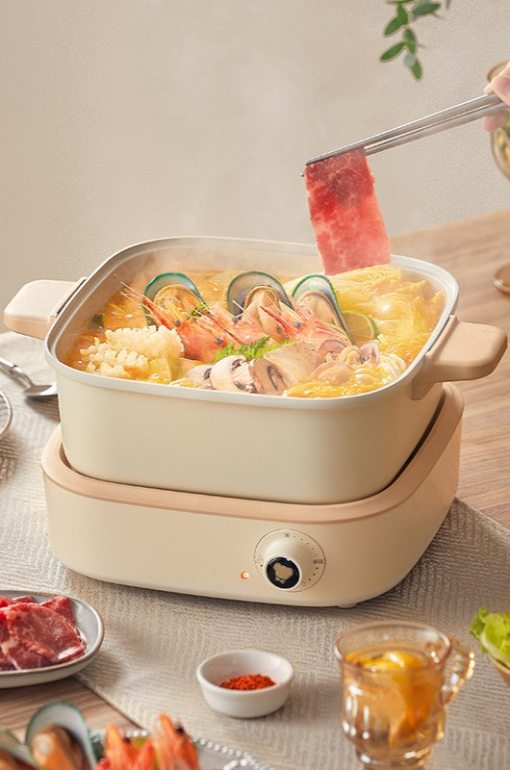 220VMultifunctional Electric Frying Pan Household Electric Cooking Pot Hot Pot  Small Cooking and Frying Integrated Pot Non-stick