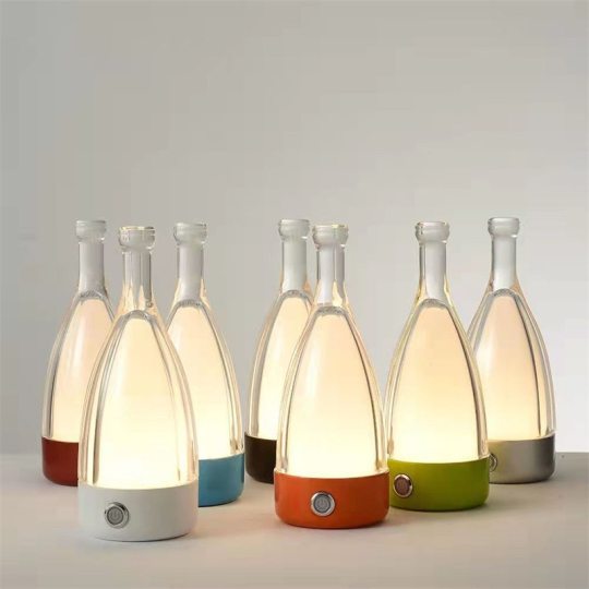 Table Lamps, Metal Wine Bottle Shape Decorative Lamp, Cordless