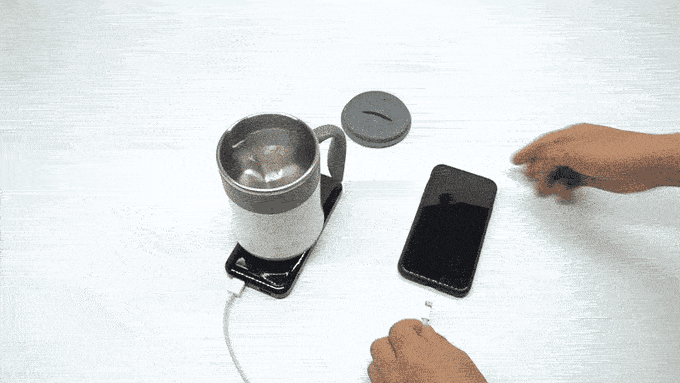 Self Stirring Coffee Mug With Wireless Charging& Night Light by